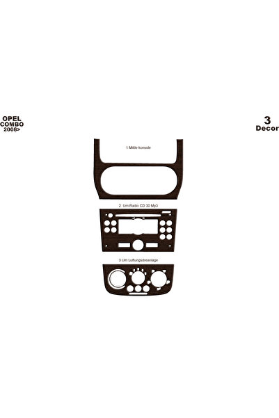 Marscockpitdesign أوبل كومبو كونسول-توربيدو 2008 3 قطع