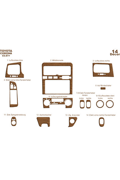 Marscockpitdesign تويوتا كورونا وحدة التحكم-تغليف التوربو 1997-2003 14 قطعة