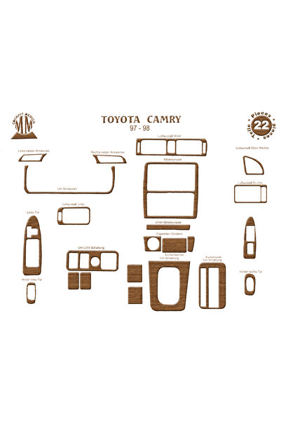 Marscockpitdesign تويوتا كامري وحدة التحكم-توبوردو 1997-1999 22 قطعة