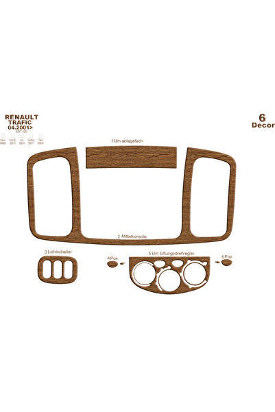 Marscockpitdesign رينو ترافيك فيفارو وحدة التحكم-توبيردو 2001-2006 6 قطع