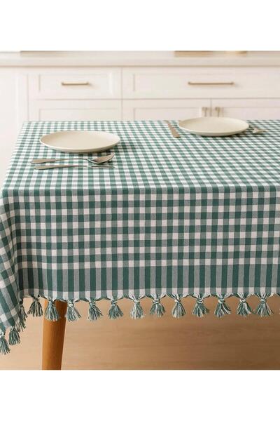 Home Saçaklı Pötikareli Sofra Bezi