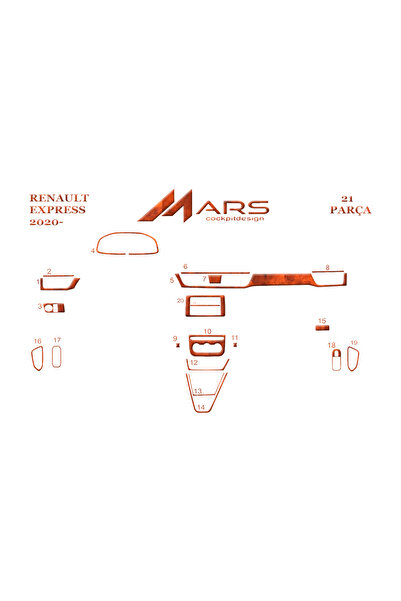 Marscockpitdesign رينو اكسبريس 2020- كونسول - توربيدو 21 قطعة