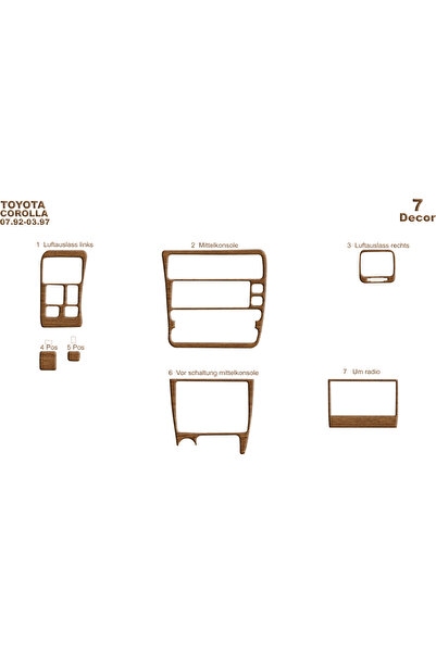 Marscockpitdesign تويوتا كورولا كونسول-توردو 1992-1997 7 قطع