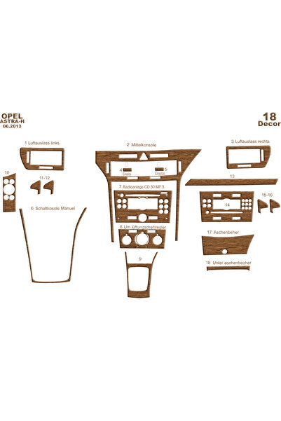 Marscockpitdesign أوبل أسترا H كونسول-توربيدو 2013 18 قطعة