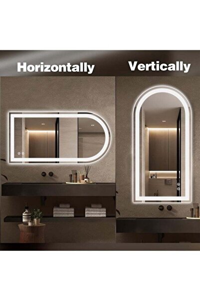 Taimi Elegant Design Mirror90x60cm with 3-Level Back and Front Lighting for Makeup,Living Room,Entryway