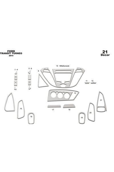 Marscockpitdesign فورد ترانزيت ديلوكس كونسول-توربيدو 2014 20 قطعة