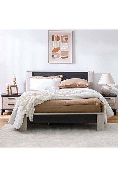Danube Home Kirwin 180x200 King Bed - Grey Oak/Black L209xW194.4xH103cm