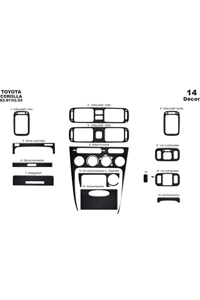 Marscockpitdesign تويوتا كورولا كونسول-توردو 1997-2002 14 قطعة
