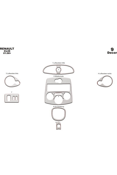 Marscockpitdesign رينو كليو 3 كونسول-توربيد 2005-2012 9 قطع
