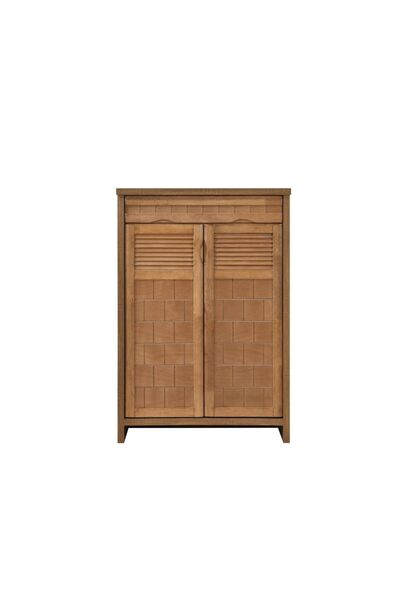 Danube Home V2 Leandros 2 Door 1 Drawer Shoe Rack - Walnut Finish, Holds 18 Pairs, Stylish & Functional