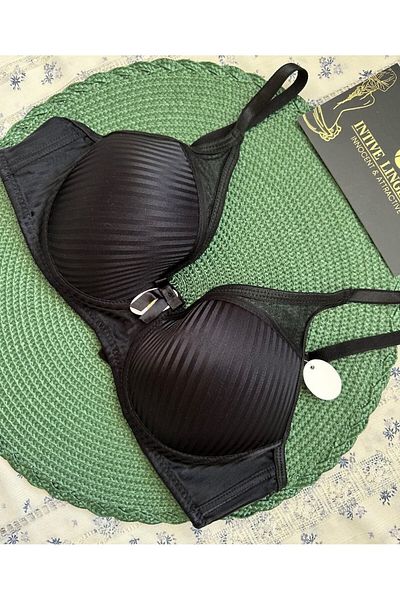 İntive Lingerie Evelyn Shiny Satin Line Λεπτομερής κούπα C Underwire Unpadded Μπροστινό Τούλι Λεπτομερής κομψό σουτιέν