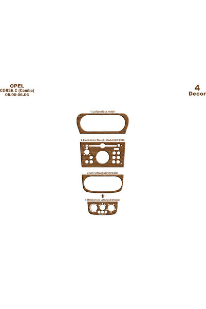 Marscockpitdesign أوبل كورسا C / كومبو كونسول-توربيدو 2000-2006 4 قطع