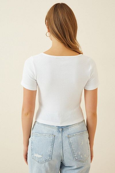 IŞILDA FASHION Women's Square Neck Crop