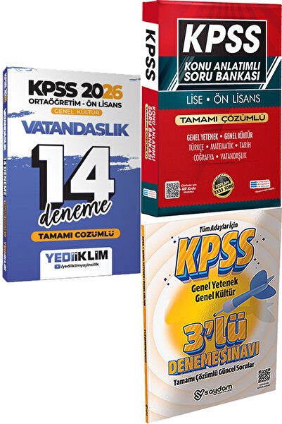 Yediiklim Yayınları 2026 KPSS Ortaöğretim Ön Lisans Vatandaşlık Çözümlü 14 De...