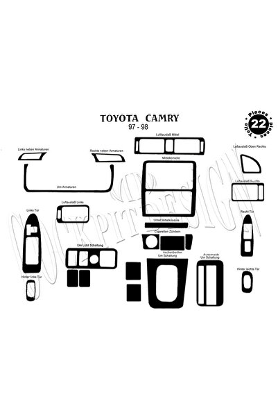 Marscockpitdesign تويوتا كامري وحدة التحكم-توبوردو 1997-1999 22 قطعة