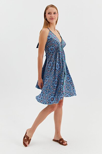 Nish&Chic Indian Silk Tie Back Mini Dress