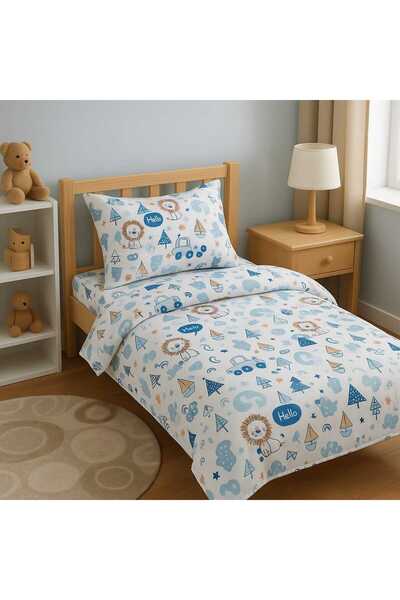 MİLAYS LİFE HOME COLLECTİON طقم غطاء لحاف للأطفال والمراهقين HELLO بنمط 100% قطن