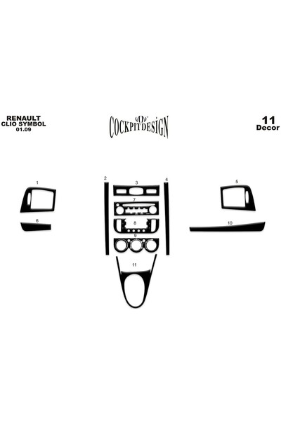 Marscockpitdesign رينو كليو سيمبول ألومنيوم 2009-201 11 قطعة