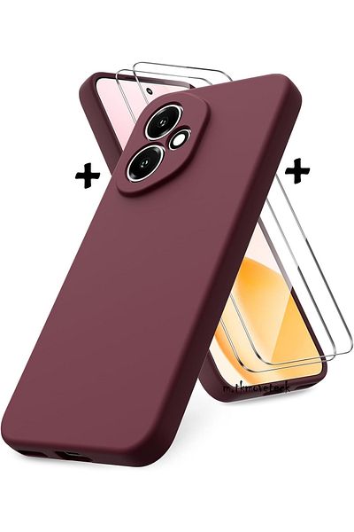m.tk moveteck Honor 400 Case with Camera Protection Soft Colorful Matte Velvet Silicone + 9H Screen Protector Glass 2in1 Set