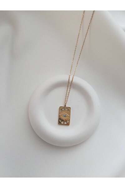 Minne Jewelry-Accessory Çelik Künye Kolye - Nazar Boncuklu Çelik Kolye - Çeli...