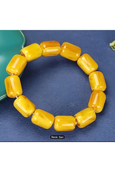 ORGANICYOU LI-SHUKE Ziquexsite Unisex Bohem Amber Fıçı Boncuk Bileklik - Canlı Sarı ve Turuncu