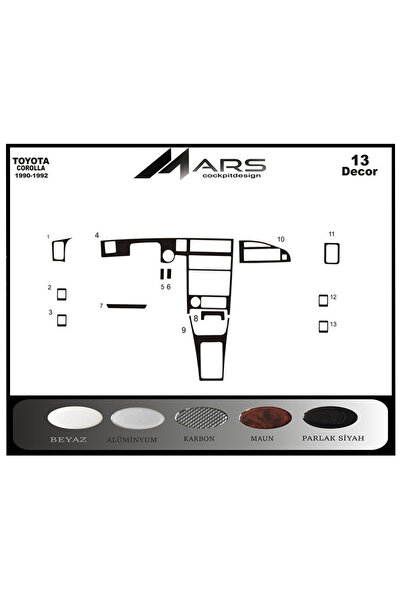 Marscockpitdesign تويوتا كورولا كونسول-توردو 13 قطعة بين 1990-1992