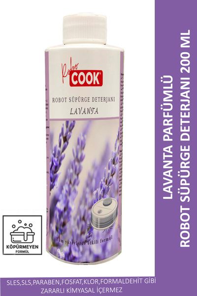 COOK Lavanta parfüm kokulu robot süpürge yüzey temizleme deterjanı 200 ml