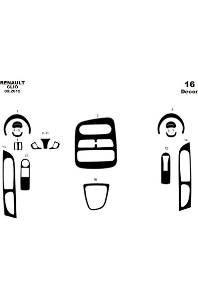 Marscockpitdesign رينو كليو 4 بيانو أسود مطلي 2012 16 قطعة