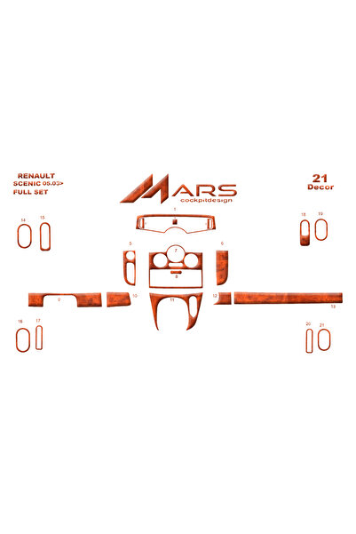 Marscockpitdesign رينو لاجونا وحدة التحكم-توردتو 1998-2001 17 قطعة