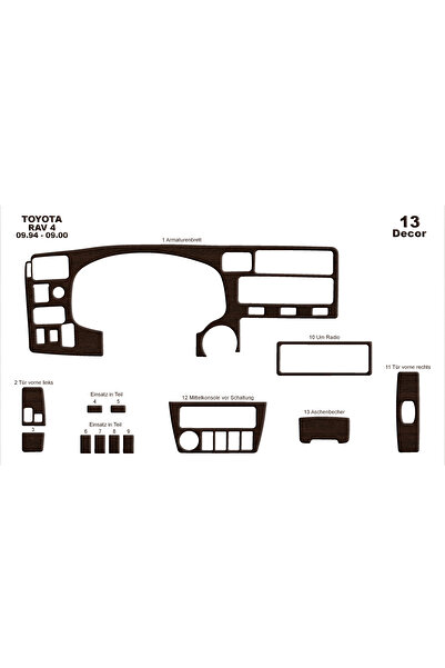 Marscockpitdesign تويوتا راف 4 وحدة التحكم-توبوردو 1994-2000 13 قطعة