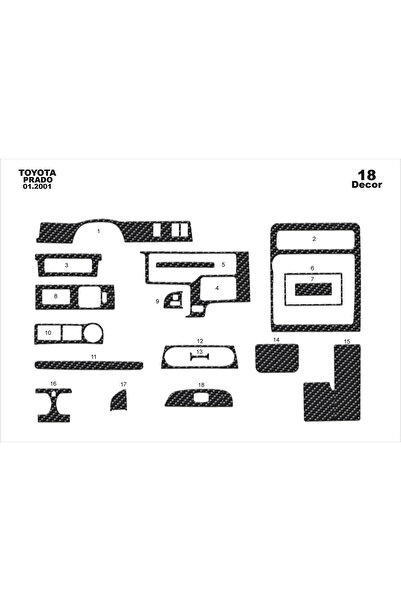 Marscockpitdesign تويوتا برادو كونسول-توردتو 2001-2002 18 قطعة