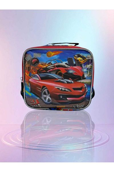 Relaxion Glitter Red Car Patterned Thermal Lunch Box 3323-6