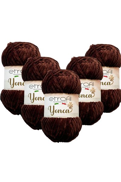 Etrofil Clover Velvet Hand Knitting Yarn 5 Pieces 70704 Brown