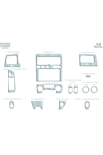 Marscockpitdesign تويوتا كورونا وحدة التحكم-تغليف التوربو 1997-2003 14 قطعة
