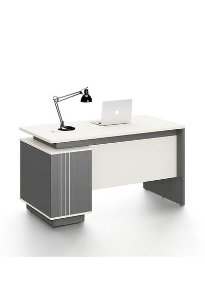 Danube Home Skive Office Desk with Drawer & Storage - Grey L140xW70xH76cm