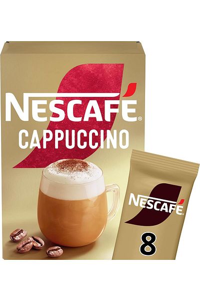 Nescafe NESCAFÉ Instant Coffee - Cappuccino 8 x 15.5g, 100% Responsible Sources Pack - 1 Piece