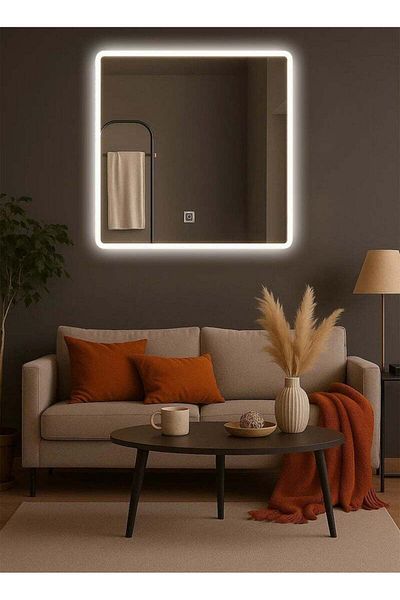 Taimi Elegantly designed decorative mirror70x70cm-with Side lighting fordressing rooms,bedrooms,makeup