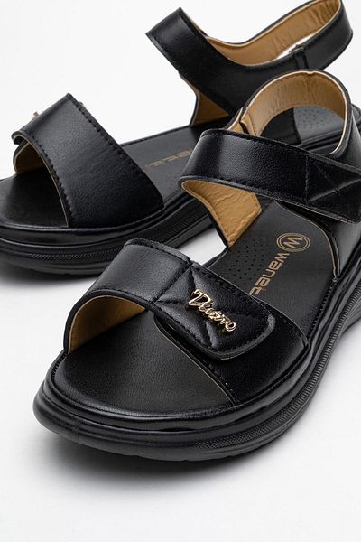Ayakkabı Vakti Sandale de damă cu talpă plată moale cu velcro dublu anatomic