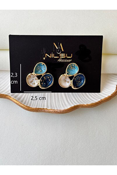 Nilsu Jewellery Accessory Üç Renkli Tasarım Kadın Küpe