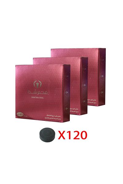 Shatha Charcoal 3 boxes of Shaza Red Charcoal, 40 tablets