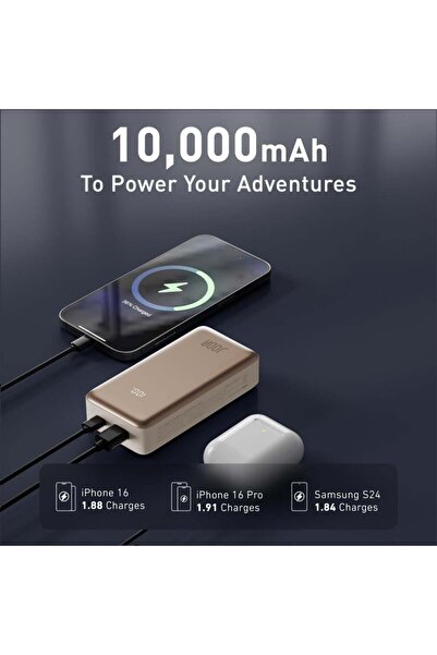 Joda بطارية متنقلة بسعة 10000 ملي امبير بقوة 30 واط بمنفذ تايب سي ومنفذ يو اس بي مع شاشة عرض ذهبي