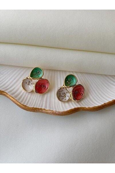 Nilsu Jewellery Accessory Üç Renkli Tasarım Kadın Küpe