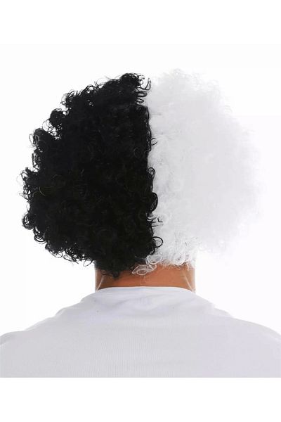 doremodam Perucă Afro Bonus Curly Negru Alb Păr Bonus Fan - Lisinya