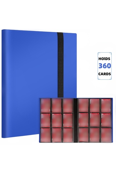 Choice4 مجلد بطاقات تداول فاخر من بلو-360 - 9 جيوب - يتسع لـ 360 بطاقة - غلاف...