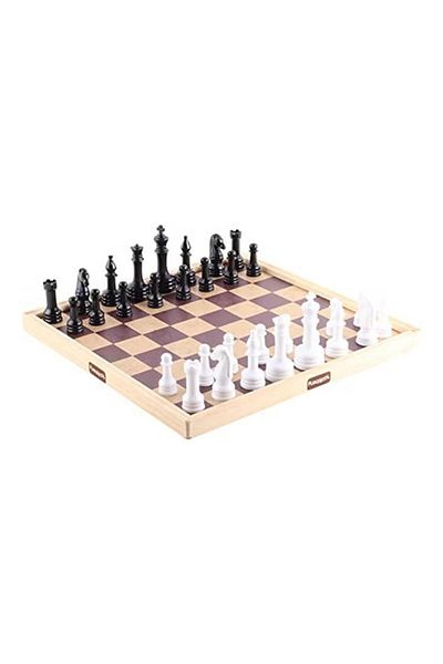 rexa Classic Plastic Chess Set with Wooden Finish
