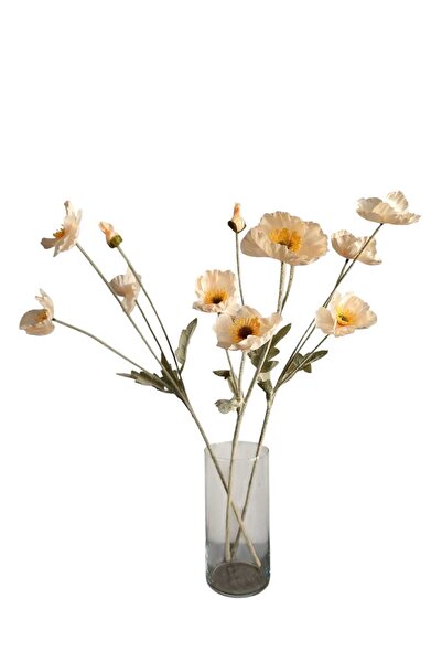 MAKİ DEKOR YAPAY GELİNCİK MODERN DEKORATİF VAZO ÇİÇEĞİ 3 DALLI 60 CM