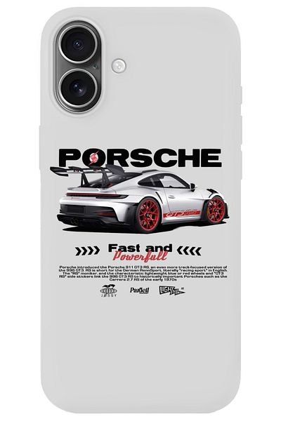 WANNA PROTECT حافظة هاتف iPhone 16 بيضاء مخملية من الداخل GT3 RS من السيليكون