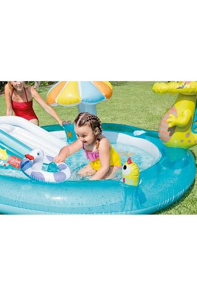 Intex حوض سباحة قابل للنفخ متعدد الوظائف للأطفال، حديقة مائية، 201 × 170 × 84 سم