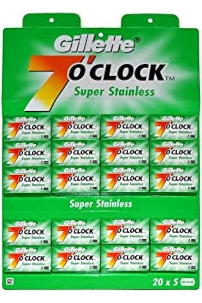 Gillette 7 O'Clock Super Stainless Double Edge Razor Blades - 100 Blades
