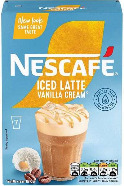 Nescafe NESCAFÉ 7 Iced Vanilla Latte Creamer Gold Sachets (7 x 15g), 105g
